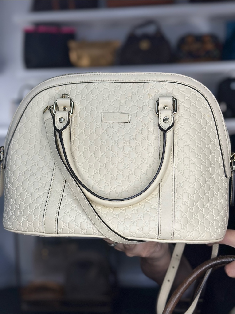 GUCCI CREAM LEATHER 2 WAY BAG